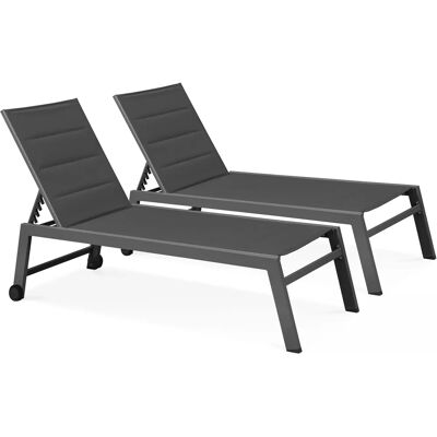Ensemble de Transats en Aluminium Oviala - 2 Chaises, Dossier Réglable - Publicité Ensemble de Transats en Aluminium Oviala - 2 Chaises, Dossier Réglable - Publicité