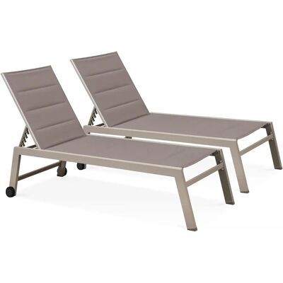 Oviala Lot de 2 fauteuils en aluminium - Beige/Taupe - Extérieur - Publicité Oviala Lot de 2 fauteuils en aluminium - Beige/Taupe - Extérieur - Publicité