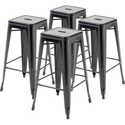 Oviala Ensemble de 4 tabourets en acier noir - Tabourets de bar - Publicité Oviala Ensemble de 4 tabourets en acier noir - Tabourets de bar - Publicité