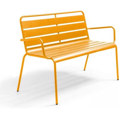 Banque de jardin en métal jaune Oviala - Banc de jardin - Publicité Banque de jardin en métal jaune Oviala - Banc de jardin - Publicité