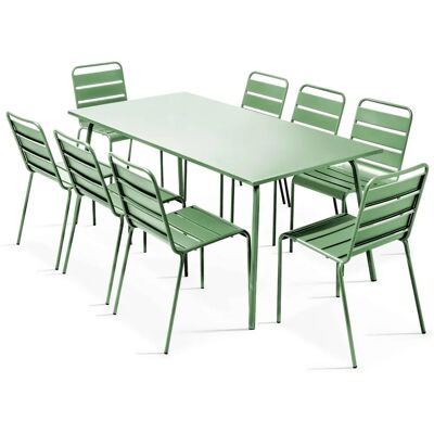 Ensemble de jardin Oviala - Table rectangulaire 180x90cm et 8 chaises en métal - Publicité Ensemble de jardin Oviala - Table rectangulaire 180x90cm et 8 chaises en métal - Publicité