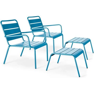 Oviala - Ensemble de 2 fauteuils relax en métal avec repose-pieds - Publicité Oviala - Ensemble de 2 fauteuils relax en métal avec repose-pieds - Publicité