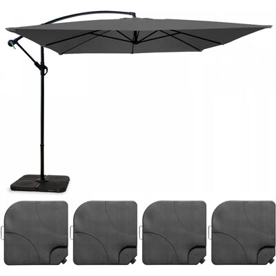 Oviala - Parasol déporté carré 3x3 m avec 4 dalles à remplir - Gris - Publicité Oviala - Parasol déporté carré 3x3 m avec 4 dalles à remplir - Gris - Publicité