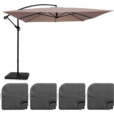 Oviala Parasol déporté carré 3x3m avec 4 dalles à remplir - Topo - Publicité Oviala Parasol déporté carré 3x3m avec 4 dalles à remplir - Topo - Publicité