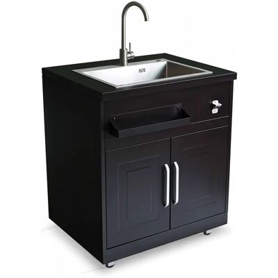 Meuble évier extérieur noir Oviala - 81x96x66cm - Publicité Meuble évier extérieur noir Oviala - 81x96x66cm - Publicité