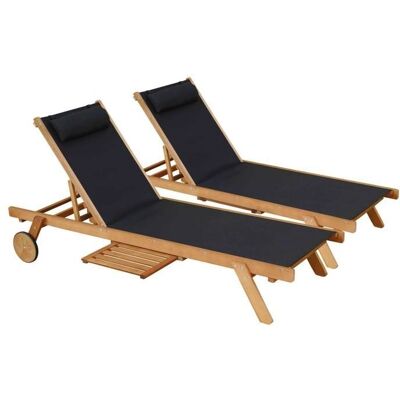 Oviala - 2 Transats avec Coussins & Plateau - Mobilier de Jardin - Publicité Oviala - 2 Transats avec Coussins & Plateau - Mobilier de Jardin - Publicité