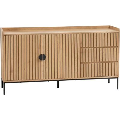 Credence Beige Oviala avec 2 Portes & 3 Tiroirs - Credenza - Publicité Credence Beige Oviala avec 2 Portes & 3 Tiroirs - Credenza - Publicité