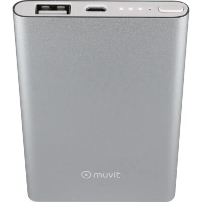 Power Bank MUVIT MUHP0088 - 5000mAh, Argent, 1 USB, Micro-USB - Publicité Power Bank MUVIT MUHP0088 - 5000mAh, Argent, 1 USB, Micro-USB - Publicité