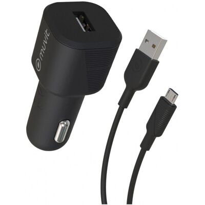 Carregador de carro universal preto Muvit MCPAK0016 - Auto & MicroUSB Carregador de carro universal preto Muvit MCPAK0016 - Auto & MicroUSB