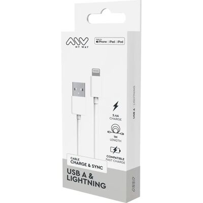 Câble Lightning vers USB 2.0 12W de Charge et Synchronisation - 1m Blanc - Publicité Câble Lightning vers USB 2.0 12W de Charge et Synchronisation - 1m Blanc - Publicité