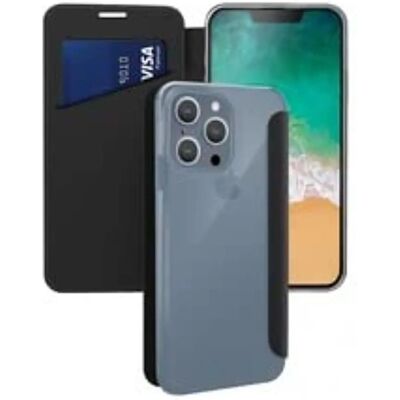 Muvit iPhone 13 Pro Zwart Transparant Folio Hoes Muvit iPhone 13 Pro Zwart Transparant Folio Hoes