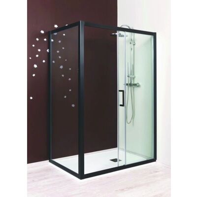 DEGEO Ondee - Mampara fija - Vidrio templado - Acabados negros - 80x195cm DEGEO Ondee - Mampara fija - Vidrio templado - Acabados negros - 80x195cm