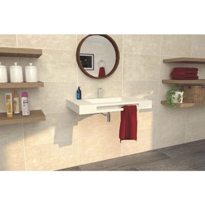 Ondee Lavabo suspendido Liceo - Blanco - Superficie Sólida - 80cm Ondee Lavabo suspendido Liceo - Blanco - Superficie Sólida - 80cm