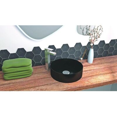 Ondee Modelo D39,5cm - Lavabo redondo de cerámica - Negro Ondee Modelo D39,5cm - Lavabo redondo de cerámica - Negro