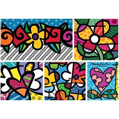 Bluebird Puzzle Romero Britto - Collage: Hearts and Flowers Puzzle - 1500 Pièces - Publicité Bluebird Puzzle Romero Britto - Collage: Hearts and Flowers Puzzle - 1500 Pièces - Publicité