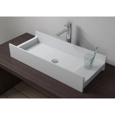 Lavabo rectangulaire en surface solide blanc de Distribain - Vasque à poser - Publicité Lavabo rectangulaire en surface solide blanc de Distribain - Vasque à poser - Publicité