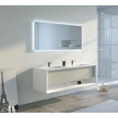 Distribain PIAZZA 1400 BG-B - Beige galet - 1400 mm - Double vasque - Meuble salle de bains - Publicité Distribain PIAZZA 1400 BG-B - Beige galet - 1400 mm - Double vasque - Meuble salle de bains - Publicité