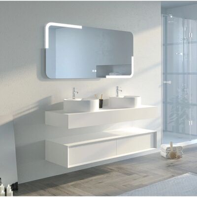 Meubles de salle de bain blancs Distribain - FABRIANO-1400 - Moderne et spacieux - Publicité Meubles de salle de bain blancs Distribain - FABRIANO-1400 - Moderne et spacieux - Publicité