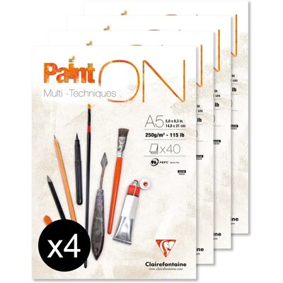 Bloc de papier PaintOn Clairefontaine 250gsm A5 - Bloc - Type de papier Bloc de papier PaintOn Clairefontaine 250gsm A5 - Bloc - Type de papier
