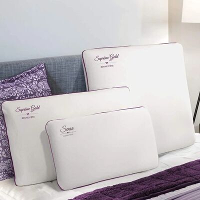 Cuscino in memory foam Sampur - Distribuzione pressione - Bianco e Viola - 50x30cm Cuscino in memory foam Sampur - Distribuzione pressione - Bianco e Viola - 50x30cm