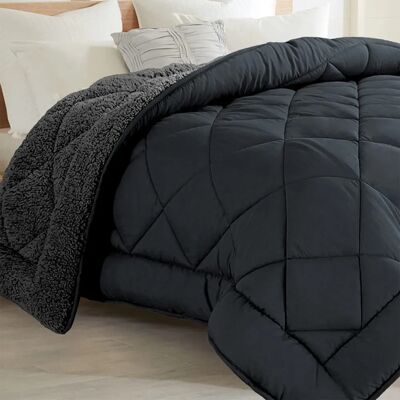Duvet réversible Sherpa gris anthracite 240x260cm - Publicité Duvet réversible Sherpa gris anthracite 240x260cm - Publicité