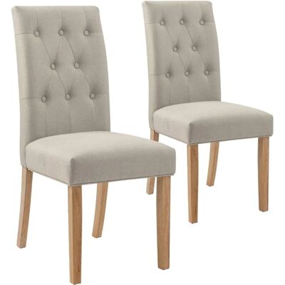 Chaises capitonnées Gaya Beige - Lot de 2 - Chaise - Publicité Chaises capitonnées Gaya Beige - Lot de 2 - Chaise - Publicité