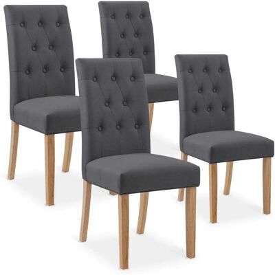 Chaises capitonnées Gaya en tissu gris - Intérieur - Publicité Chaises capitonnées Gaya en tissu gris - Intérieur - Publicité