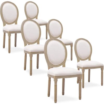 Intense Déco Chaise Beige Louis XVI Lot de 6 - Chaise - Publicité Intense Déco Chaise Beige Louis XVI Lot de 6 - Chaise - Publicité