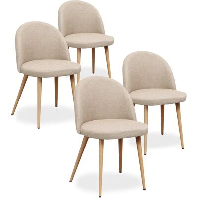 Intense Déco - Cecilia - Beige - Velours - Pack de 4 - Chaise - Publicité Intense Déco - Cecilia - Beige - Velours - Pack de 4 - Chaise - Publicité