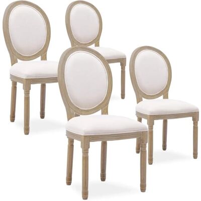 Intense Deco Chaises Beige Louis XVI - Lot de 4 - Publicité Intense Deco Chaises Beige Louis XVI - Lot de 4 - Publicité