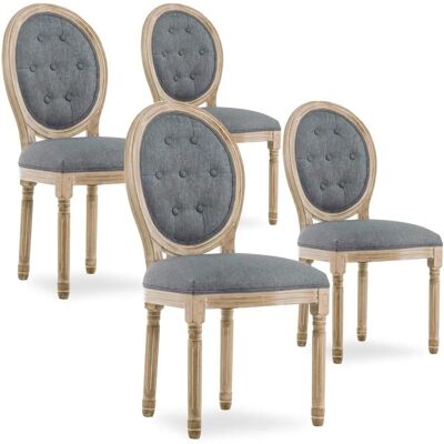 Intense Déco - Chaise capitonnée Louis XVI - Gris - Bois Tissu - Chaise d’appoint - Publicité Intense Déco - Chaise capitonnée Louis XVI - Gris - Bois Tissu - Chaise d’appoint - Publicité