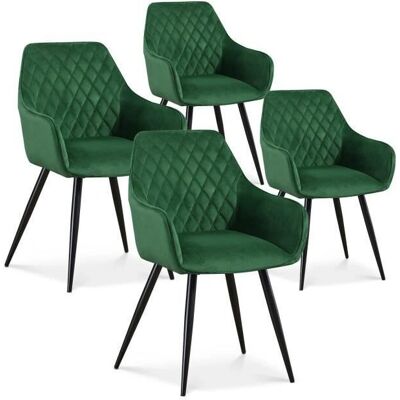 Victoria - Chaise - Velours vert, Pieds en métal noir - Publicité Victoria - Chaise - Velours vert, Pieds en métal noir - Publicité