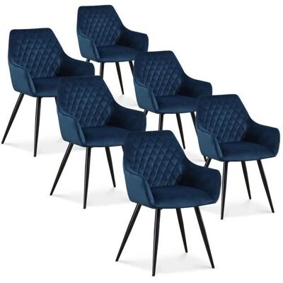 Intense Déco - Victoria - Velours bleu - Pieds en métal noir - Chaise de salle à manger - Publicité Intense Déco - Victoria - Velours bleu - Pieds en métal noir - Chaise de salle à manger - Publicité