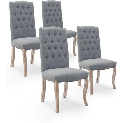 Ensemble de 4 chaises capitonnées Jade Gris - Chaise - Publicité Ensemble de 4 chaises capitonnées Jade Gris - Chaise - Publicité