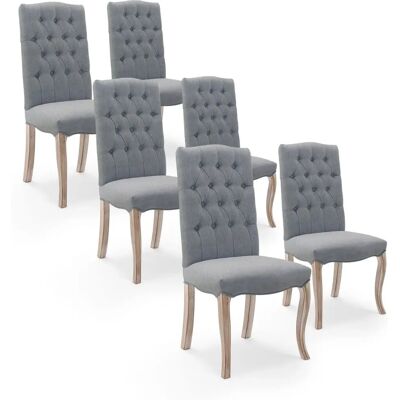 Intense Déco Lot de 6 chaises capitonnées gris - Publicité Intense Déco Lot de 6 chaises capitonnées gris - Publicité