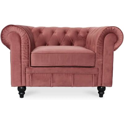Fauteuil Chesterfield en Velours - Vieux Rose - IntenseDeco - Publicité Fauteuil Chesterfield en Velours - Vieux Rose - IntenseDeco - Publicité
