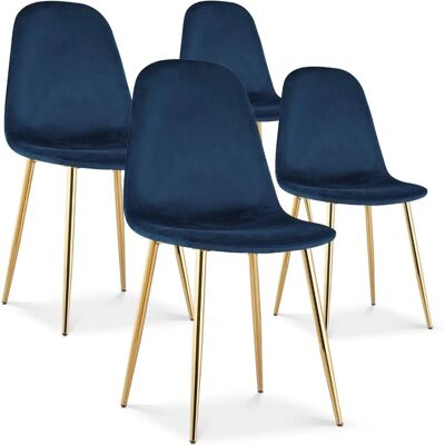 Intense Déco - Bali - Velours bleu - Pieds dorés - Chair - Publicité Intense Déco - Bali - Velours bleu - Pieds dorés - Chair - Publicité