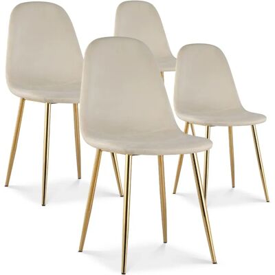 Intense Déco Bali beige velours - pieds dorés - Lot de chaises - Publicité Intense Déco Bali beige velours - pieds dorés - Lot de chaises - Publicité