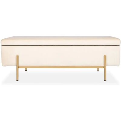 Intense Déco - Olivia - Beige Velours - 120x45x45 - Storage bench - Publicité Intense Déco - Olivia - Beige Velours - 120x45x45 - Storage bench - Publicité