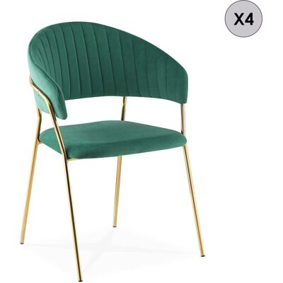 Intense Déco Margaux Chaises Velours Vert 4 Pièces - Chaise - Publicité Intense Déco Margaux Chaises Velours Vert 4 Pièces - Chaise - Publicité