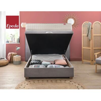 Epeda - Sommier Lit Coffre Epeda HERCULE - Velours Gris Souris - 140x190 - Bed base Epeda - Sommier Lit Coffre Epeda HERCULE - Velours Gris Souris - 140x190 - Bed base
