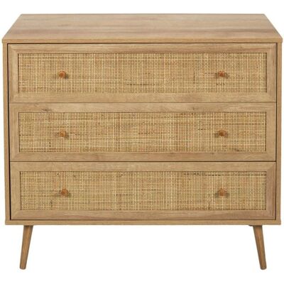 Altobuy MAYA - Commode 3 Tiroirs Effet Bois et Façades Rotin - Commode - Publicité Altobuy MAYA - Commode 3 Tiroirs Effet Bois et Façades Rotin - Commode - Publicité