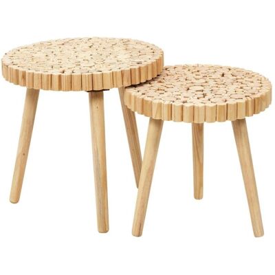 Altobuy FREJ - Duo de Tables Gigognes Plateau Rondins de Bois - Publicité Altobuy FREJ - Duo de Tables Gigognes Plateau Rondins de Bois - Publicité