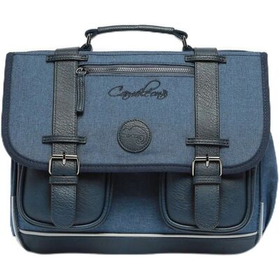 Sac à dos scolaire en polyester recyclé Caméléon - Navy - Publicité Sac à dos scolaire en polyester recyclé Caméléon - Navy - Publicité