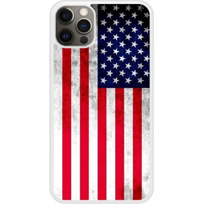 Coque en silicone pour iPhone 12 Pro avec drapeau USA - Publicité Coque en silicone pour iPhone 12 Pro avec drapeau USA - Publicité