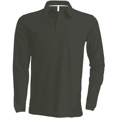 Kariban M Langarm Polo - Herren - Baumwolle - Grün / Grau Kariban M Langarm Polo - Herren - Baumwolle - Grün / Grau