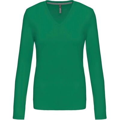 Kariban XL Green Long Sleeve V-neck T-shirt - T-shirt Kariban XL Green Long Sleeve V-neck T-shirt - T-shirt