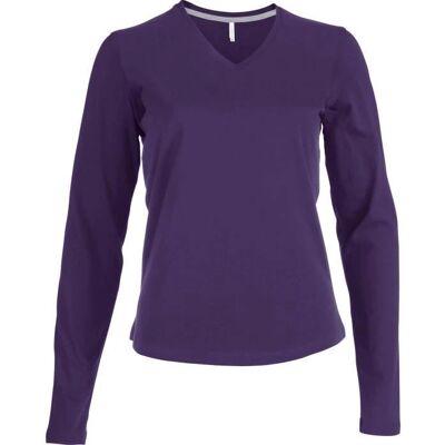 Kariban L violet V-neck Long Sleeve T-shirt - T-shirt Kariban L violet V-neck Long Sleeve T-shirt - T-shirt