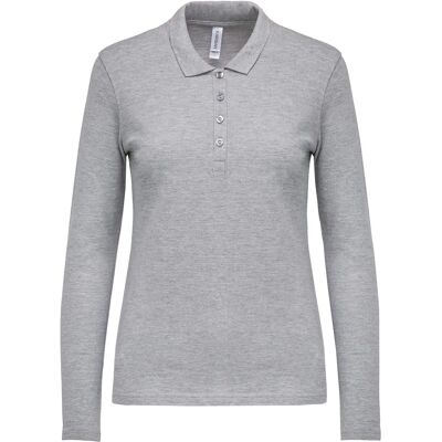 Kariban Oxford Grey Polo Shirt - Long Sleeve - Women Kariban Oxford Grey Polo Shirt - Long Sleeve - Women
