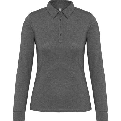 Kariban K265 Grey Heather Long Sleeve Polo Jersey - Polo Jersey Kariban K265 Grey Heather Long Sleeve Polo Jersey - Polo Jersey